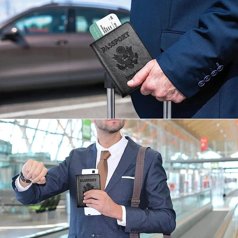Passport Holder Cover Wallet Travel Essentials RFID Blocking Leather Card Case International Travel Must Haves Travel Accessorie