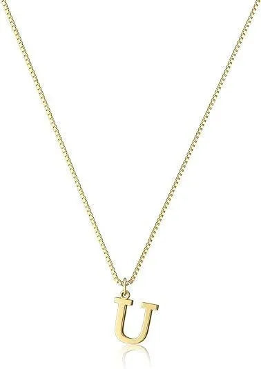 A-Z Initial Necklace 18K Gold Plated Necklace Cute Letter Stainless Steel Necklace for Women