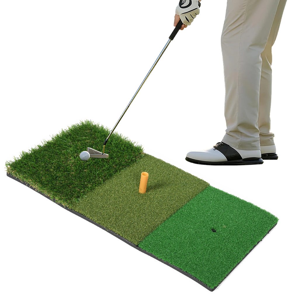 Golf Hitting Mat 30*60Cm Indoor Outdoor Mini Practice Durable PP Grass Pad Backyard Exercise Golf Training Mat With Rubber TEE