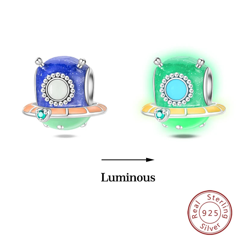 Hot Sale 925 Silver Glow in the dark Firefly Honeybee Star Charms Beads Fit Qikaola 925 Original Bracelets Fine DIY Jewelry Gift