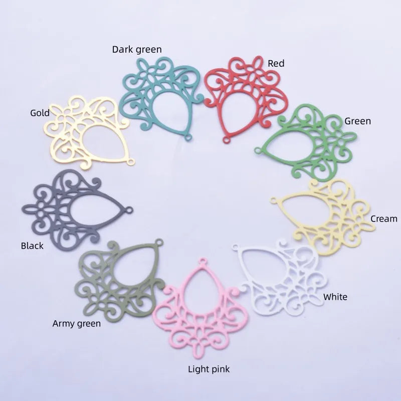 30pcs AB8445 Filigree Charms Thin Earring Pendant