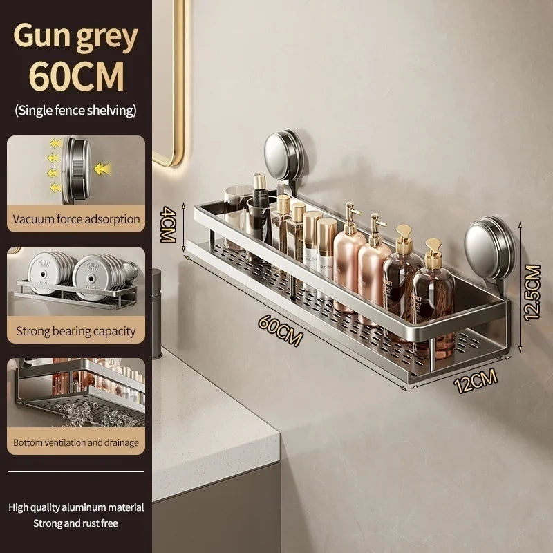 No-Drill Suction Cup storage rack Perforation-free bathroom washstand mounted wall white storage rack Kitchen storage