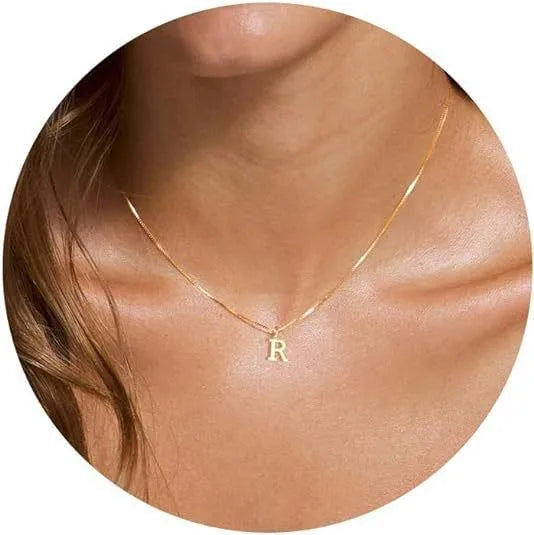 A-Z Initial Necklace 18K Gold Plated Necklace Cute Letter Stainless Steel Necklace for Women