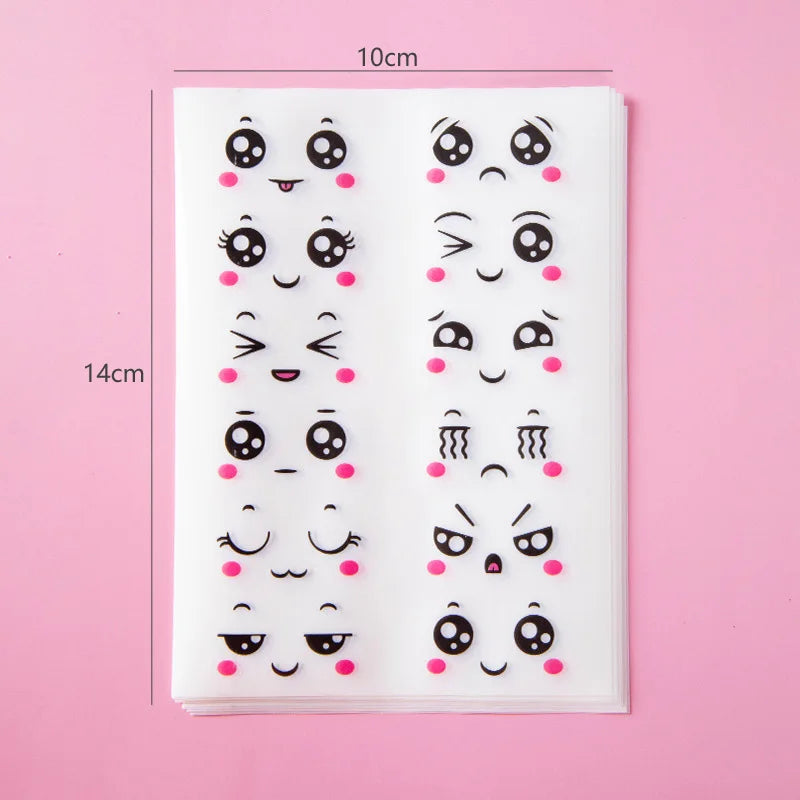 6 Sheets/Set Cute Expression Adhesive Sticker Notebook Hand Account DIY Decoration Transparent Lovely Cartoon Stickers
