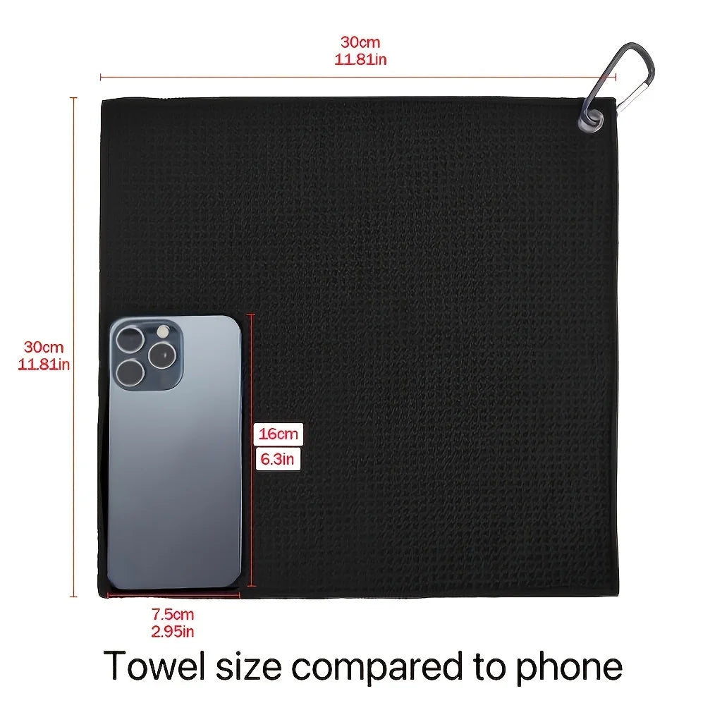 3 Pack Golf Towels, 30cm*30cm,11.81in*11.81in, Microfiber Waffle Pattern Golf Towel-Contains Golf Towels in Three Colors of Blac