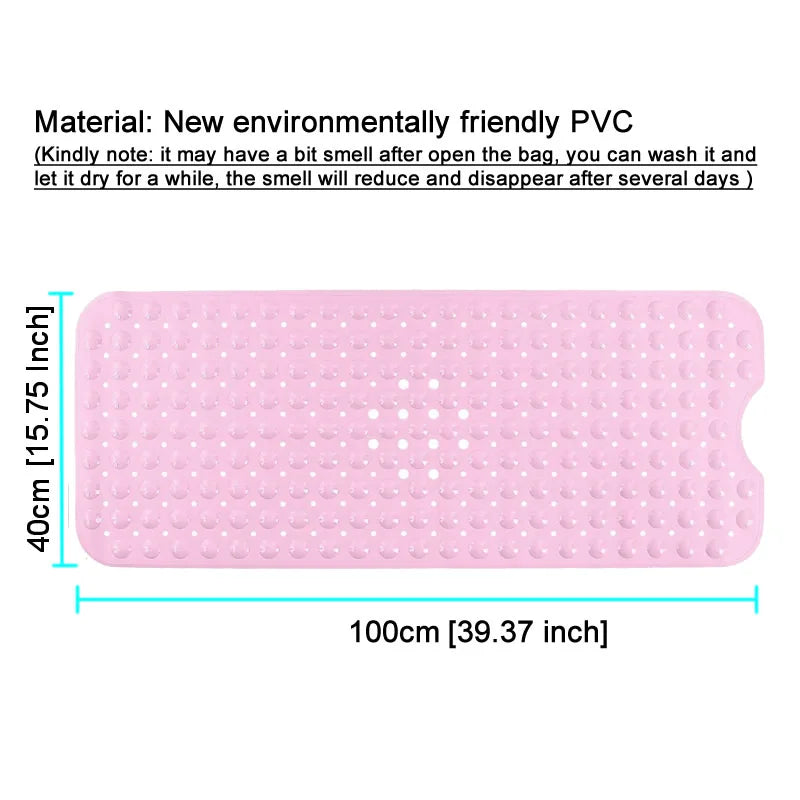 40x100cm Bathtub Mats Anti-Skid Color Shower Mat With Sucker Non-Slip Bath Mat Soft Massage Pad Kid's Elder Bathroom Carpet Rug