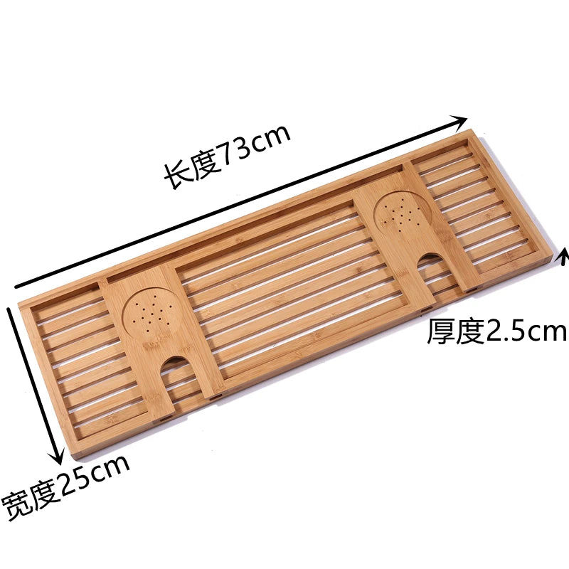 Minimalist Bamboo Bathtub Rack Simple Wooden Bath Shelf Storage Tray Tub Caddy for Guesthouse Soaking Essentials