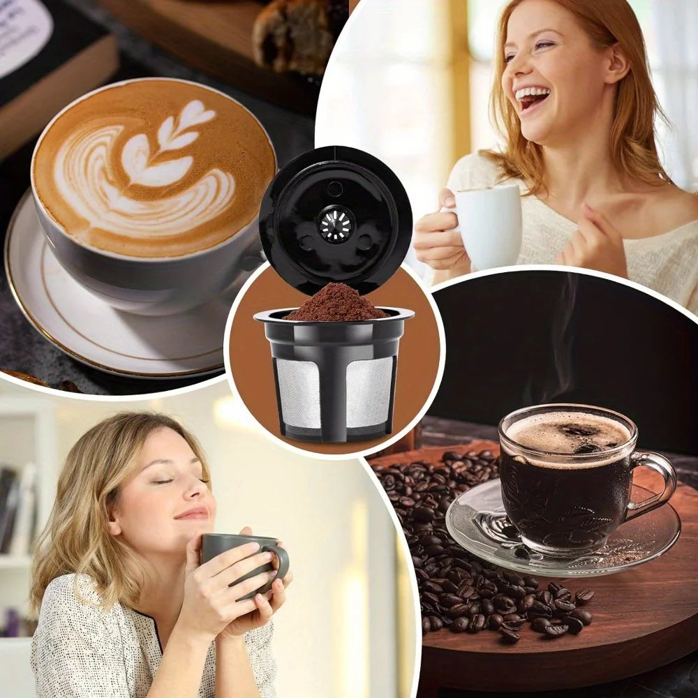 4pcs Reusable K Cups, Coffee Filters with Coffee Pods, Food Grade Stainless Steel Mesh, Fit for Keurig 1.0 and 2.0 Brewers