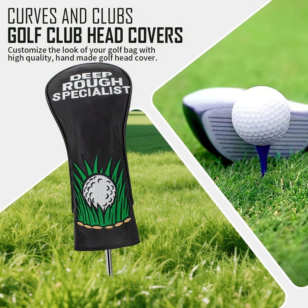 Golf Club Head Covers Designed in a Grass Ball Style, Available for Single Or Sets of Three for Drivers, Fairways, And Hybrids.