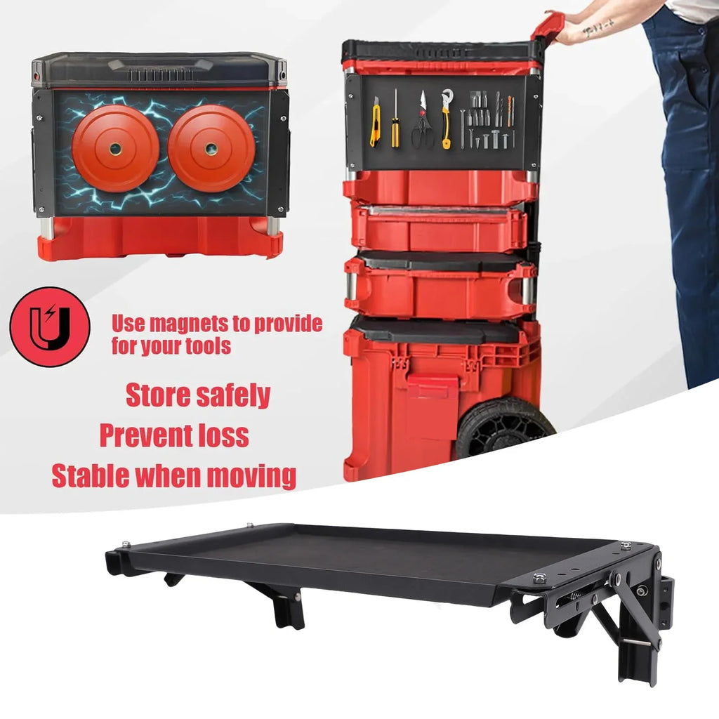 Toolbox Folding Table Fit for Packout Powerful Tool Tray Side Safe Storage Workbench Toolbox Tool Tray Fit for Packout