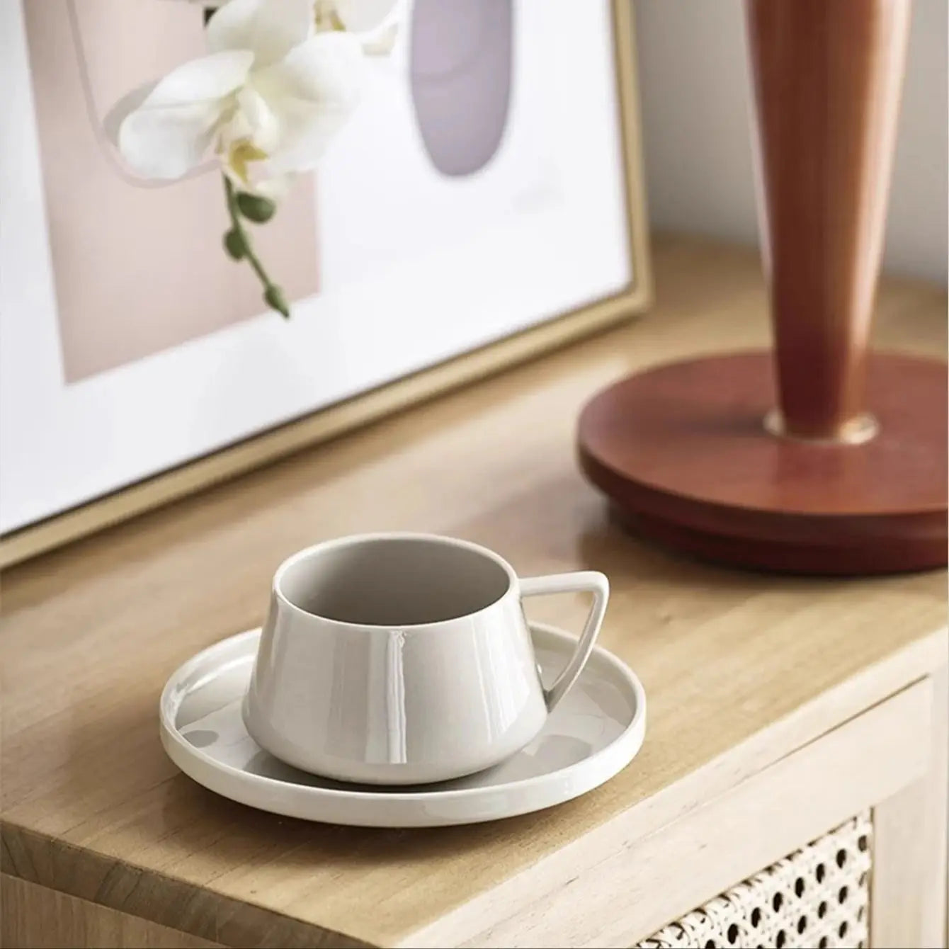 1pc 320ml simple ceramic coffee cup and saucer exquisite instant cup mug saucer for office afternoon tea