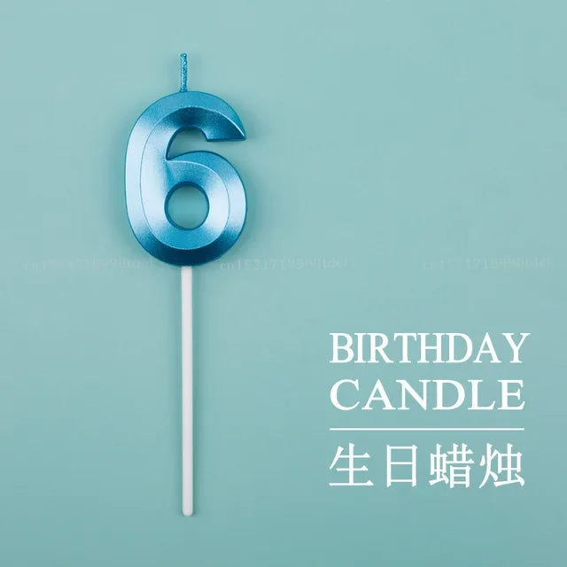 Vibrant Blue Pink Green 1pcs 0-9 Number Candles Decor for Kids Happy Birthday Event Anniversatires &Parties Decoration DIY