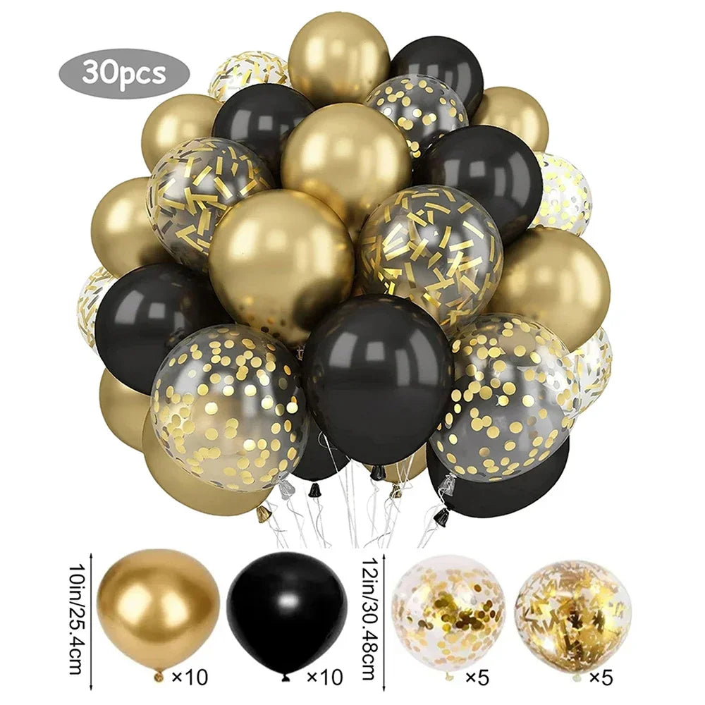 30Pcs 12 Inch White And Golden Balloons Pearl White Balloons Golden Confetti Balloons For Birthday Weddings Anniversary Party