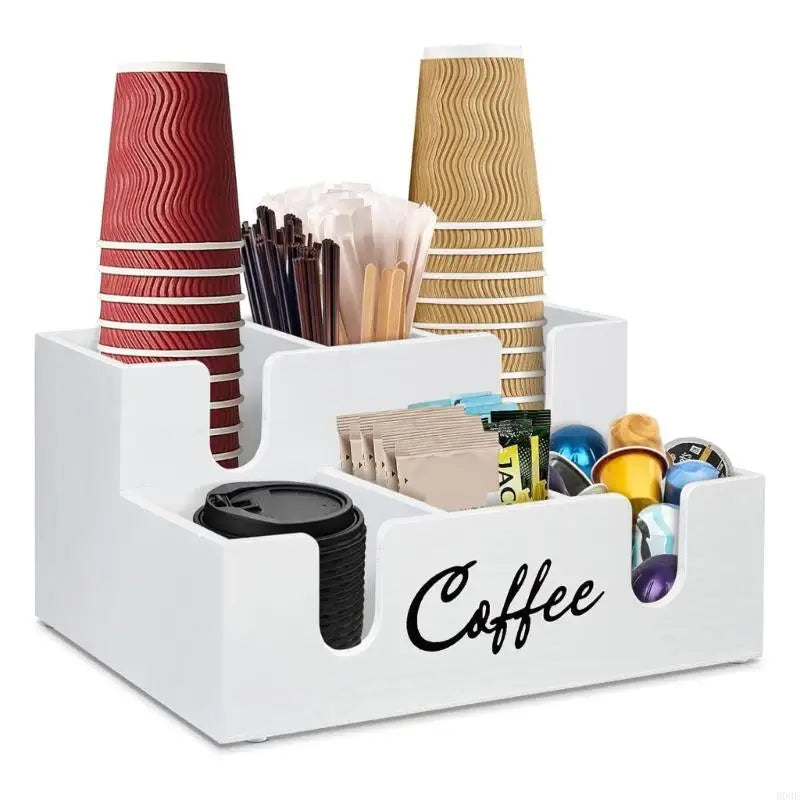 Wooden Coffee Pods Organizers With 6 Spacious Compartments And Sloped Designs For Easy Access B03E