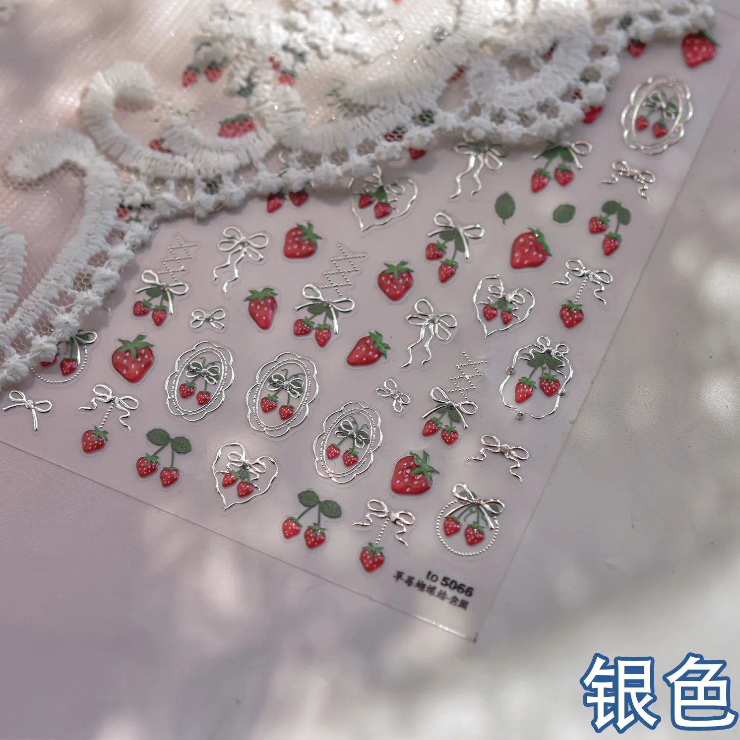 Fresh Sweet Fruits Strawberry Cherry Bowknot Love Heart Lemon 5D Nail Art Stickers Self Adhesive Decorations Nail Manicure Decal