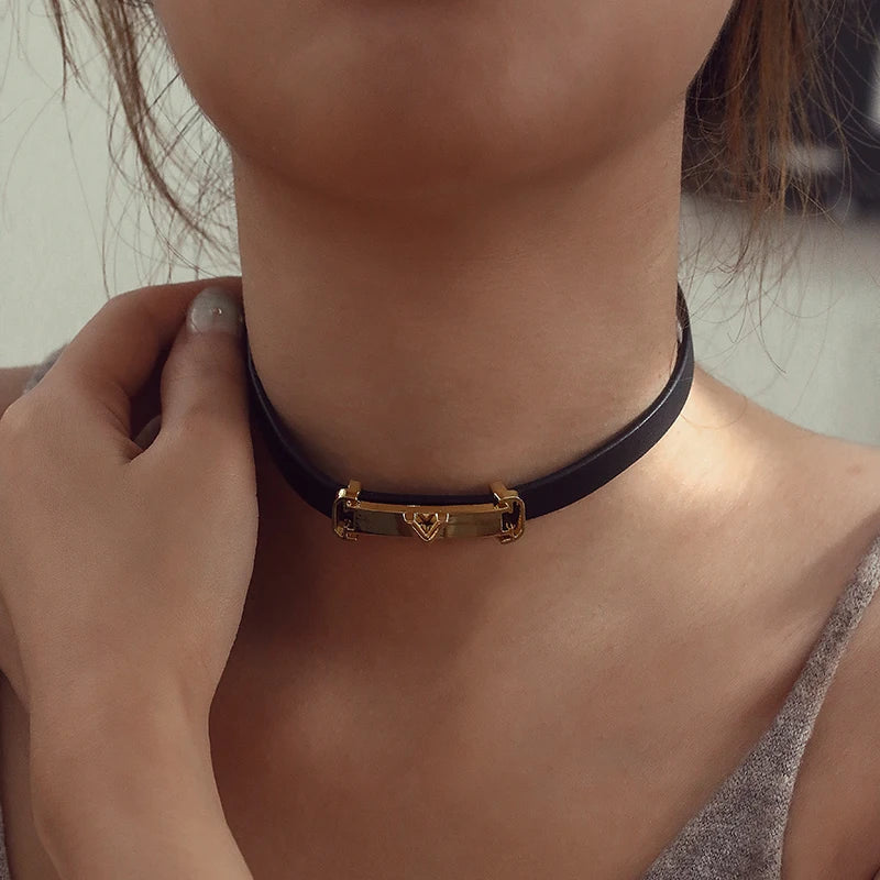 Minimal Geometric Leather Bracelet with Gold-Tone Metal Clasp Adjustable Fashion Wristband for Women Simple Design  Daily Wear