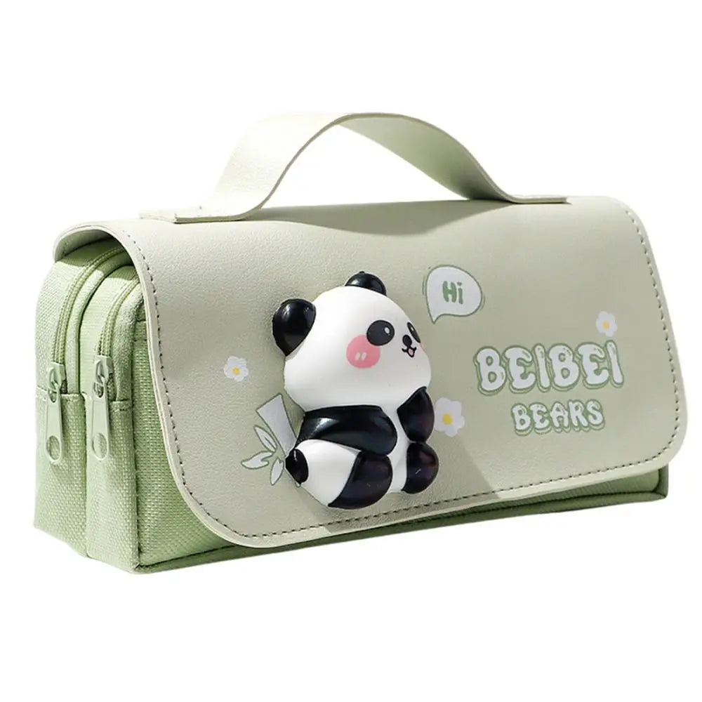 Portable Stationery Storage Pouch 3-layer Large Capacity Pencil Case Students Pencil Box