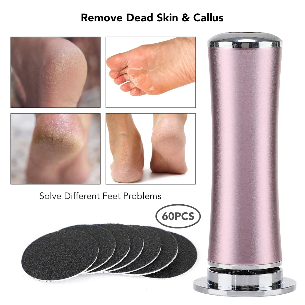 Professional Electric Foot Callus Remover – Pedicure Tool for Dead Skin & Heels, 60 Discs