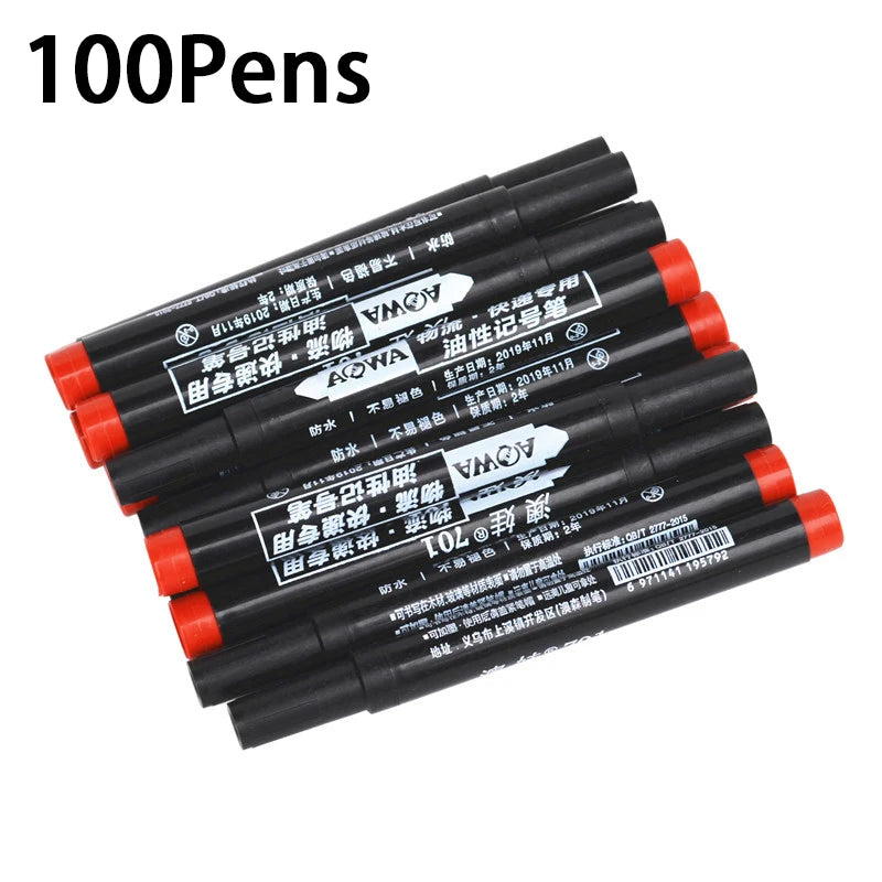 Bulk Pack 10/100 Waterproof Marker Pens Thick Head Durable Oily Ink Fast Drying Black Red Blue for School Express Logistics Sign