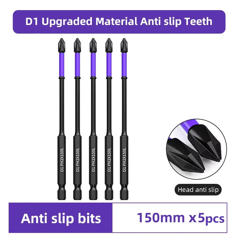 Magnetic Screwdriver Bit Set PH2 Phillips 25-150mm Anti-slip Shockproof Alloy Steel Impact Drill Bits for Outdoor Decoration