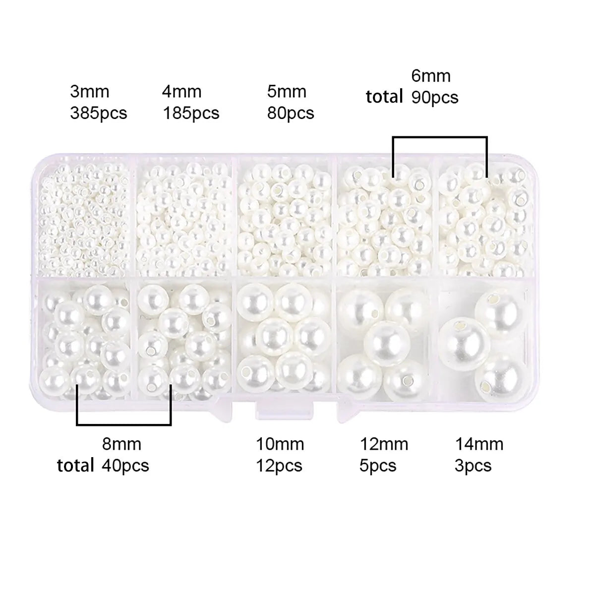 About 800pcs ABS Pearl Set Box Beads DIY Handmade Earrings, Bracelets, Necklaces, Mobile Phone Chains and Decorations