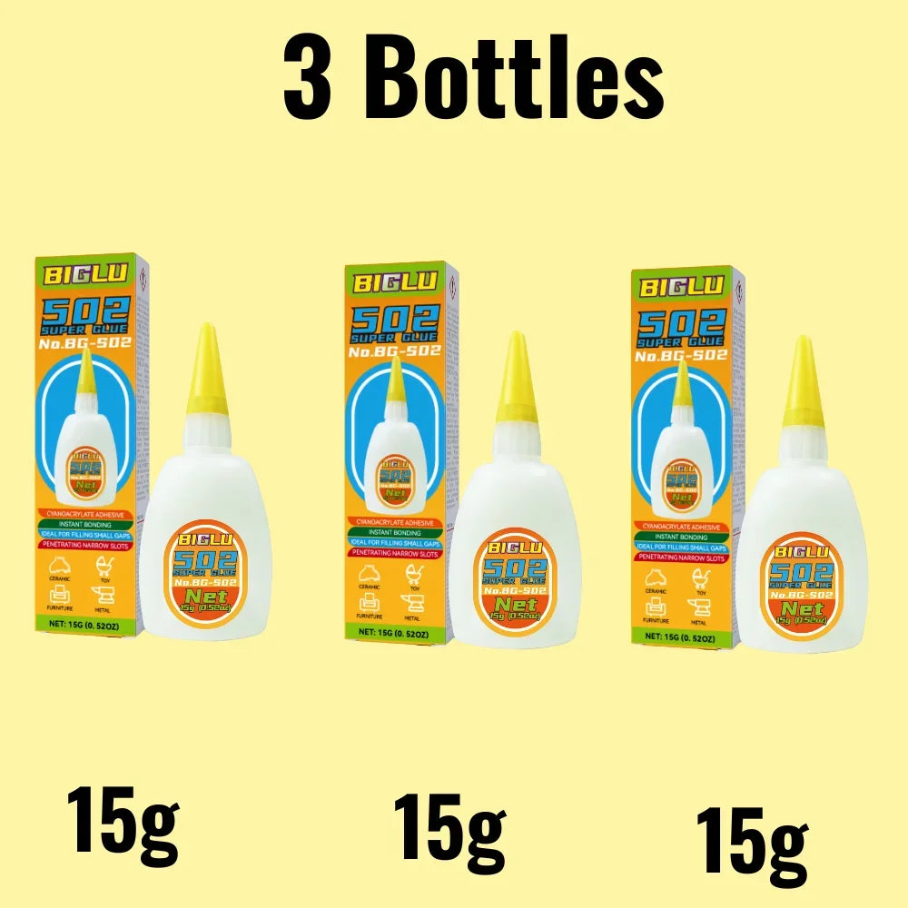 1-3pcs BIGLU 502 Super Glue Instant Quick-drying Cyanoacrylate Adhesive Leather Rubber Wood Metal Strong Bond Liquid Glue Tool