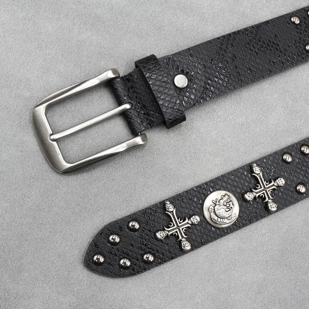 Rivet PU  Leather men's belt Fashion alloy belts Buckle luxury brand jeans belts for men business belt female belt