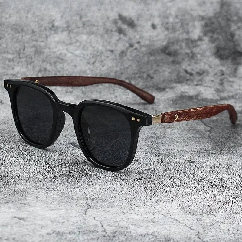 Sunglasses for Men Women Trendy Retro Wood Grain Polarized UV Protection Eyewear Cycling Outdoor Street Photography Sunglasses