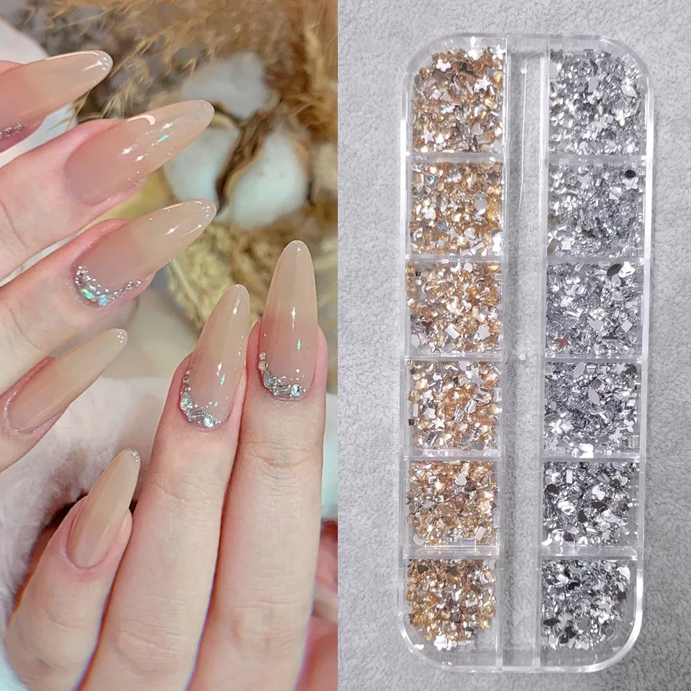 Nail Art Rhinestones Kit 2400pcs Nail Gems Ab Flatback Rhinestones Gems Stones with Storage Organizer for Design Bright Holiday