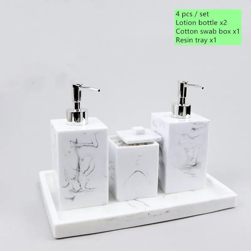 Bathroom Accessory Set, 1pcs Marble Look Bathroom Accessories Sets, Bathroom Toothbrush Holder & Soap Dispenser Set, Home Decor