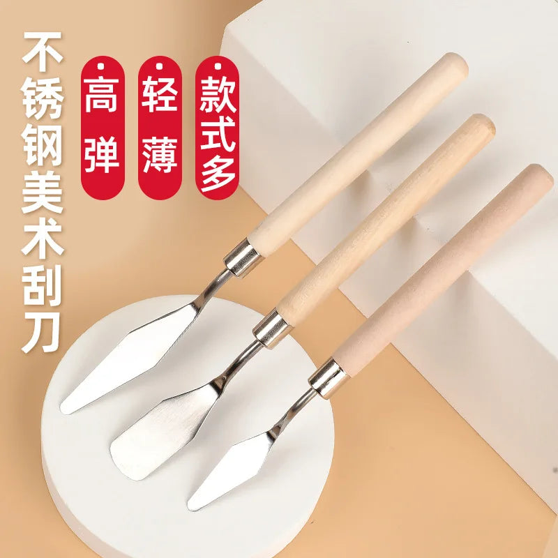 7Pcs Stainless Steel Palette Knife Gouache Palette Kit Oil Painting Supplies Fine Art Knife Painting Tool Set Flexible Blades