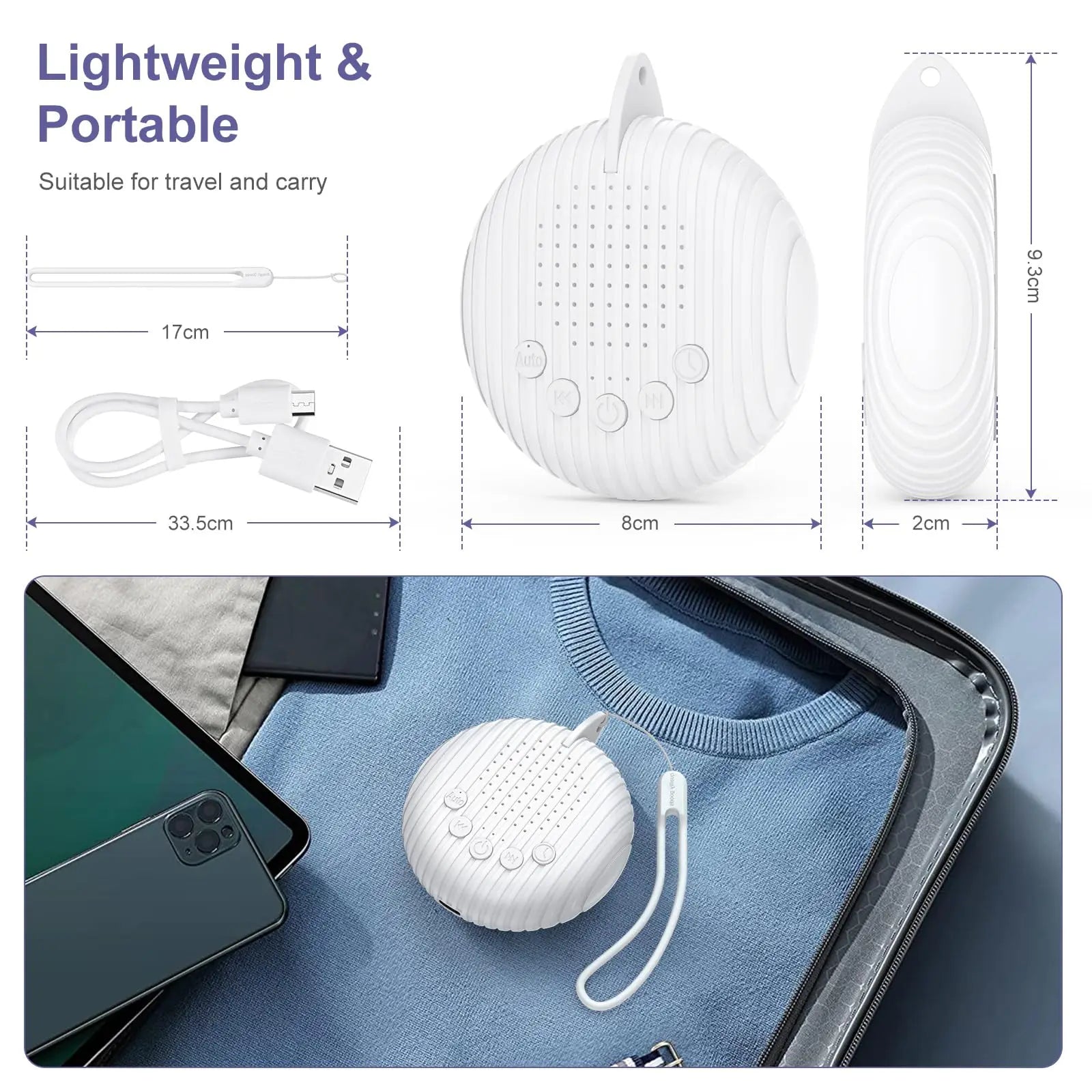 White Noise Machine 10/12 Sounds USB Rechargeable Portable Sleep Machine for Baby Adult Elder Timer Volume Sleeping & Relaxation