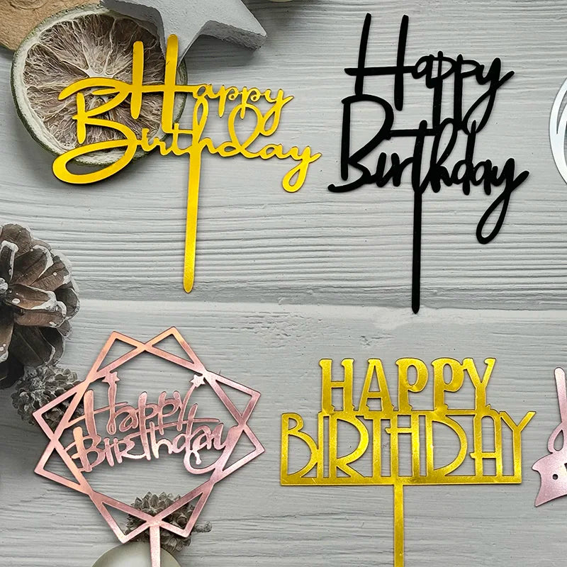 10Pcs Universal Acrylic Cake Topper Ornaments Fashionable Multicolor Decor for Men Women Birthday Baby Shower Party Supplies