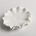 1pc Elegant White Ceramic Soap Dish with Golden Rim,Shell-Inspired Design, Round for Lotus Leaf Shape Holder