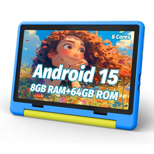 Kid Tablet Android 15 Tablet for Kids 10 inch 8GB+64GB 8-Core with Case 1TB TF Expandable for Toddler Children Parental Control