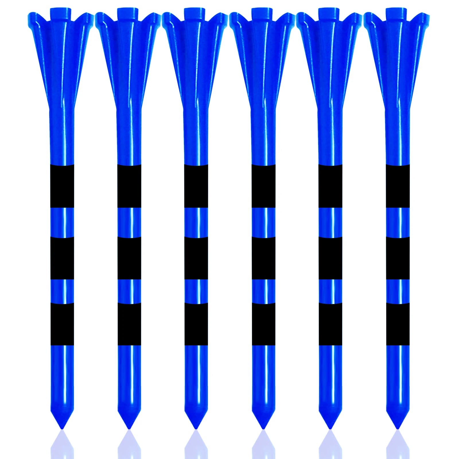 Golf Tees Plastic Unbreakable 5 Prongs Head Tee with Stripe Markers 50pcs,83mm70mm Long Ball Holder Low Friction Less Resistance