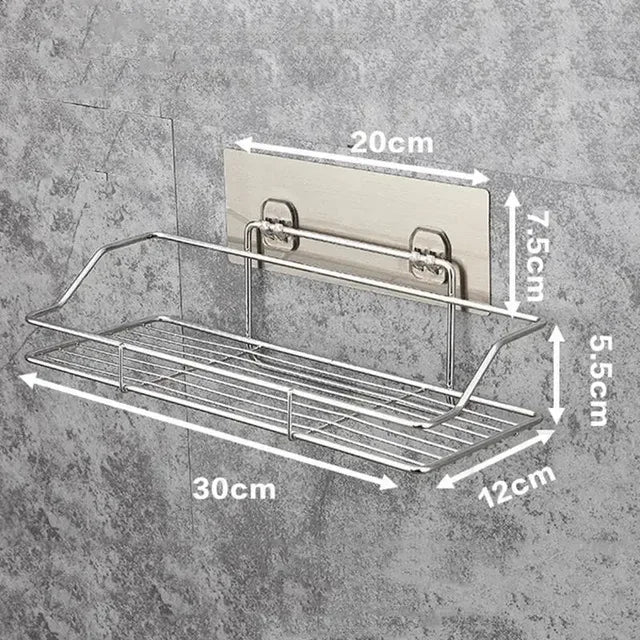 Stainless Steel Bathroom Storage Shower Shelf Punch-Free Kitchen Toilet Wall Hanging Rack Organizer Bathroom Corner Shelves Set