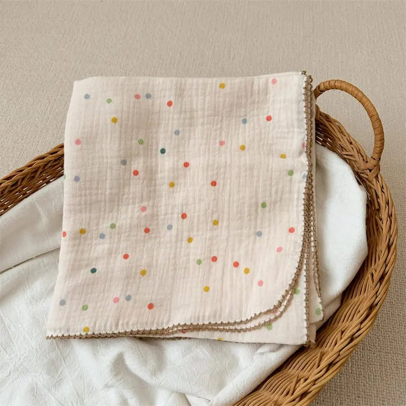 2Layer Blanket for Newborn Baby Floral Cotton Muslin Swaddle Thin Baby Summer Blanket Infant Toddler Baby Bath Towel100X100CM
