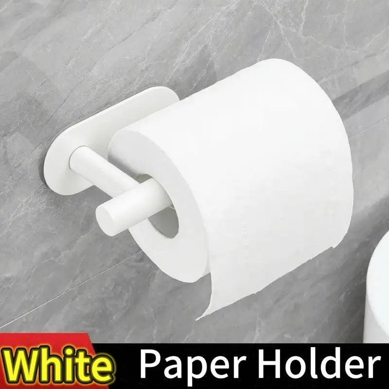 Plastics Paper Towel Holder Self Adhesive Toilet Roll Paper Holder No Punching Kitchen Bathroom Lengthen Storage Rack