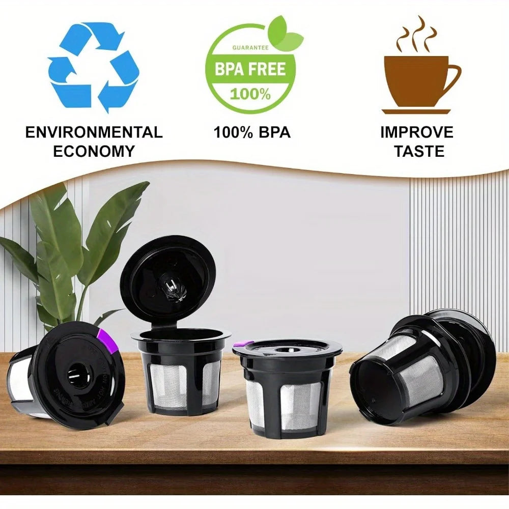 4pcs Reusable K Cups, Coffee Filters with Coffee Pods, Food Grade Stainless Steel Mesh, Fit for Keurig 1.0 and 2.0 Brewers
