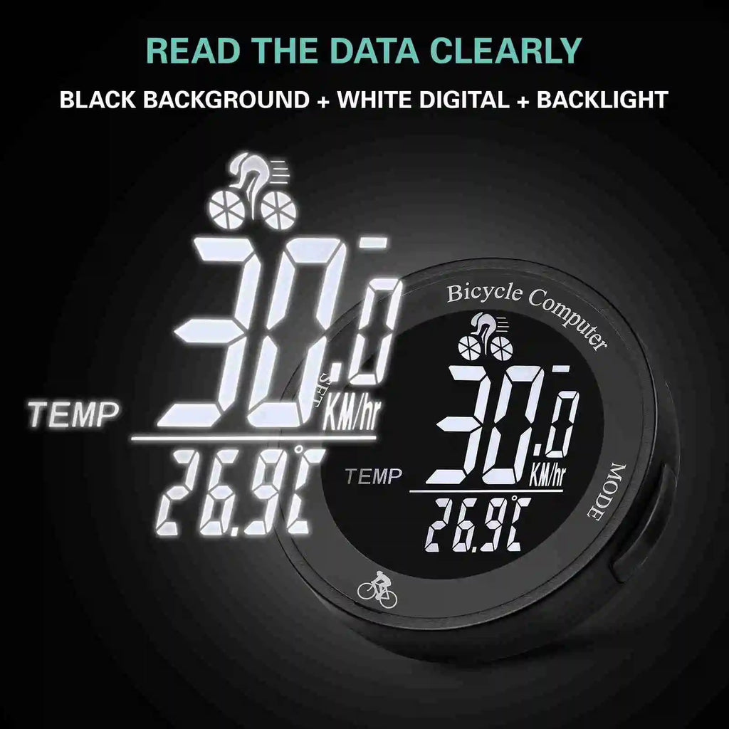 Bike Computer LED Backlight Multifunction Round Wireless Cycle Computer Cycling Odometer Waterproof Bike Computer