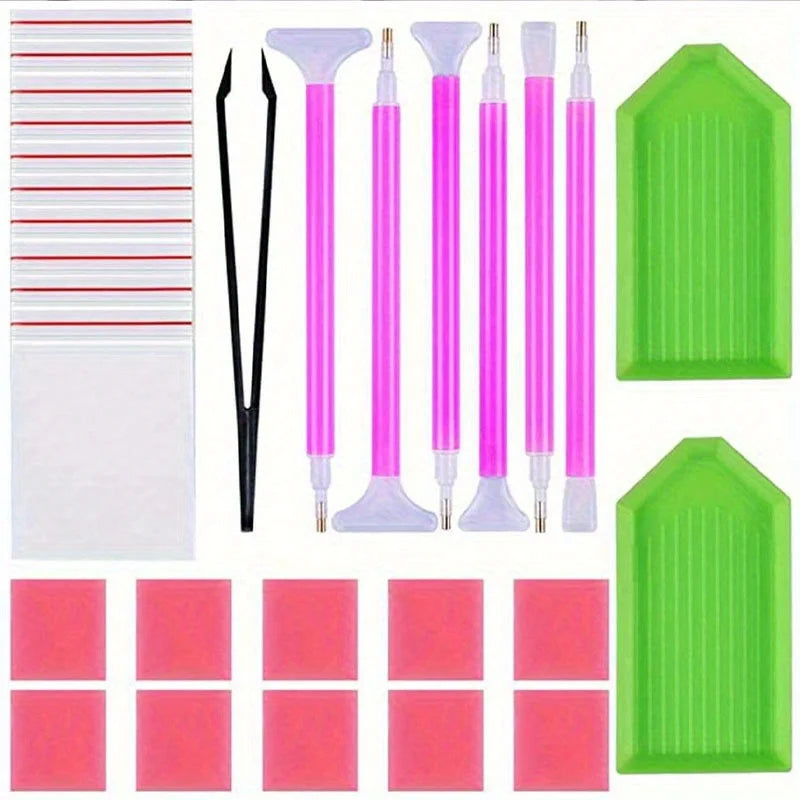 Diamond painting kit (29 pieces) DIY 5D diamond painting accessory combination kit, including diamond stitching pen, tweezers