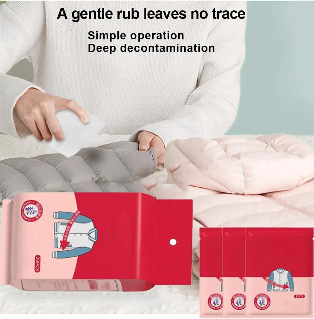Disposable Clothing Stain Removal Wet Wipes Multi Functional Non Washing For Down Cotton Leather Jacket Stain Removing Wet Wipes