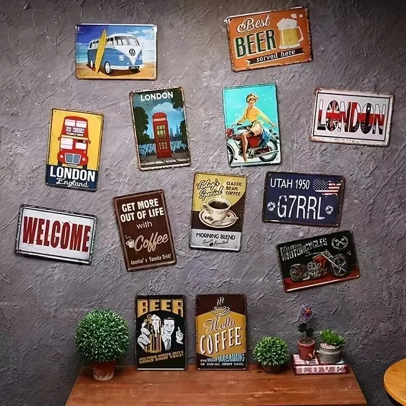 Hunting Sign Vintage Metal Sign Wooden House Wall Decor for Hunter Man Cave Gift Pistola  Metal Decorative 8 * 12 Inch