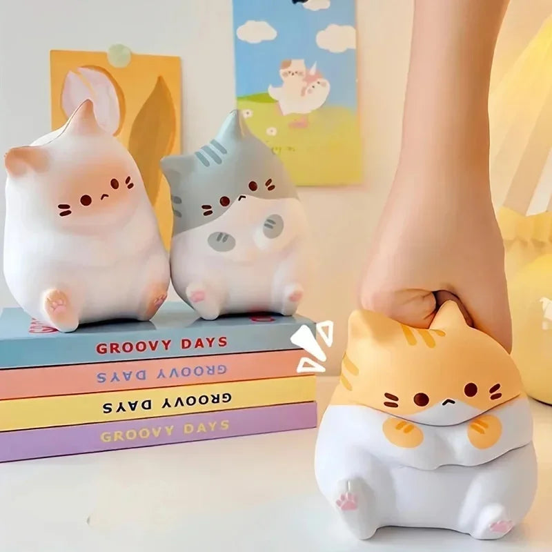 Soft PU Slow Rebound Cartoon Cat Pop Fidget Toy, 1PC Adorable Squeeze Ball, Stress Relief for Kids Adults, Halloween Christmas Gift