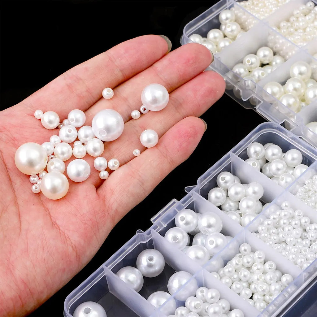 About 800pcs ABS Pearl Set Box Beads DIY Handmade Earrings, Bracelets, Necklaces, Mobile Phone Chains and Decorations