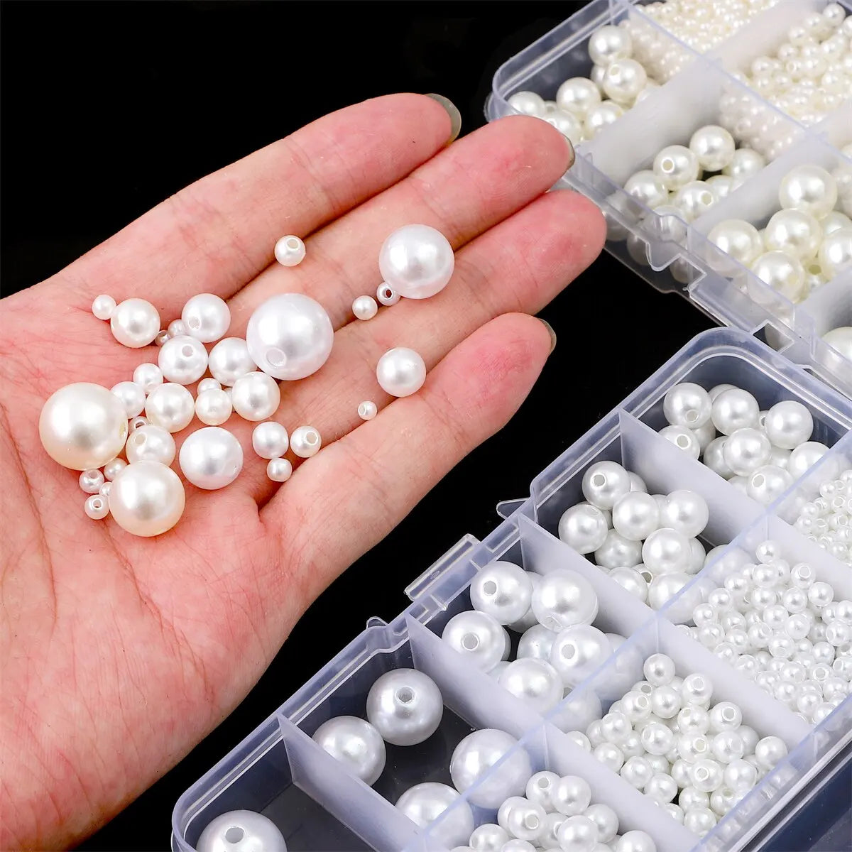 About 800pcs ABS Pearl Set Box Beads DIY Handmade Earrings, Bracelets, Necklaces, Mobile Phone Chains and Decorations