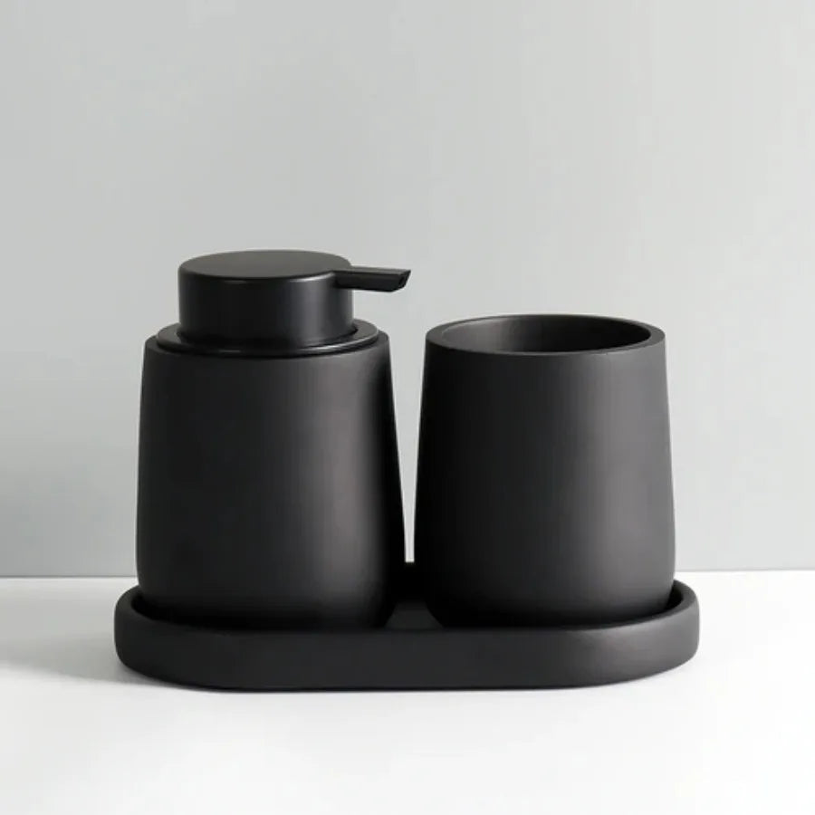 Bathroom Accessories Set Resin Lotion Bottle Mouthwash Cup Tray Portable Shampoo Dispenser Home Decor Gift Set Sanitizer Holder