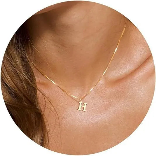 A-Z Initial Necklace 18K Gold Plated Necklace Cute Letter Stainless Steel Necklace for Women