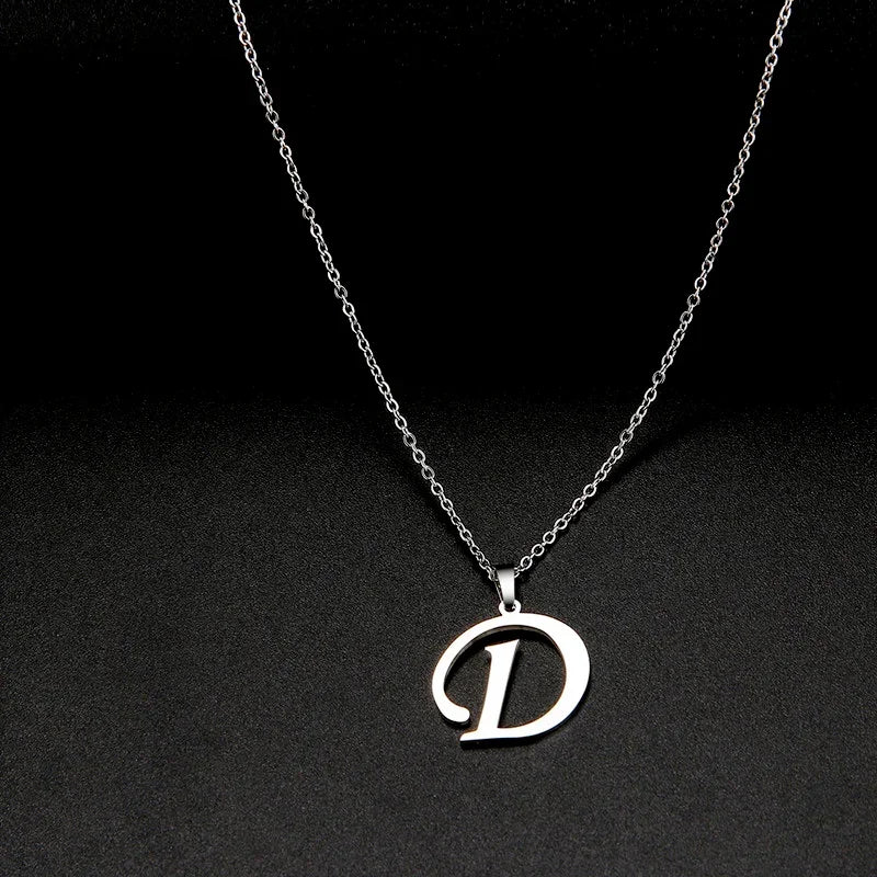 316L Stainless Steel Necklace A To Z 26 Letters Initial Minimalist Necklaces For Women Big Alphabet Pendant Gifts Jewelry gift